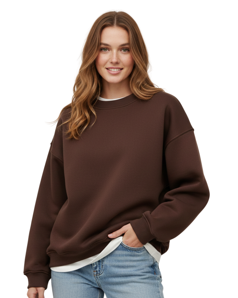 Women's Oversized Crewneck Sweatshirt with Ribbed Details