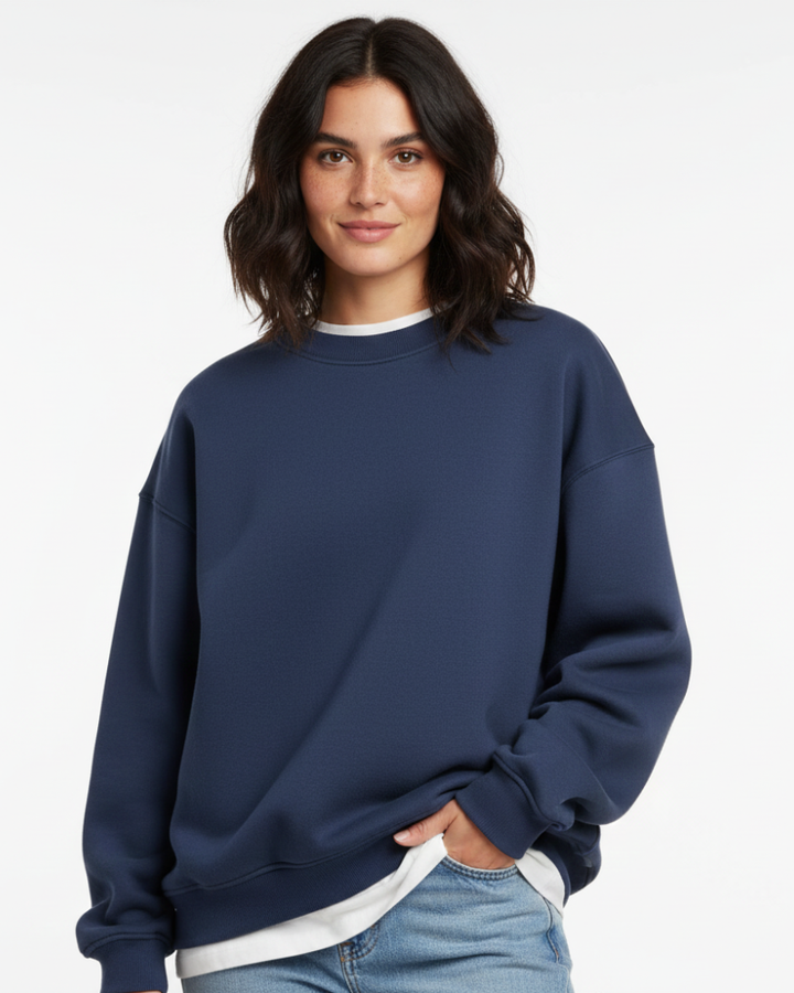Women's Oversized Crewneck Sweatshirt with Ribbed Details