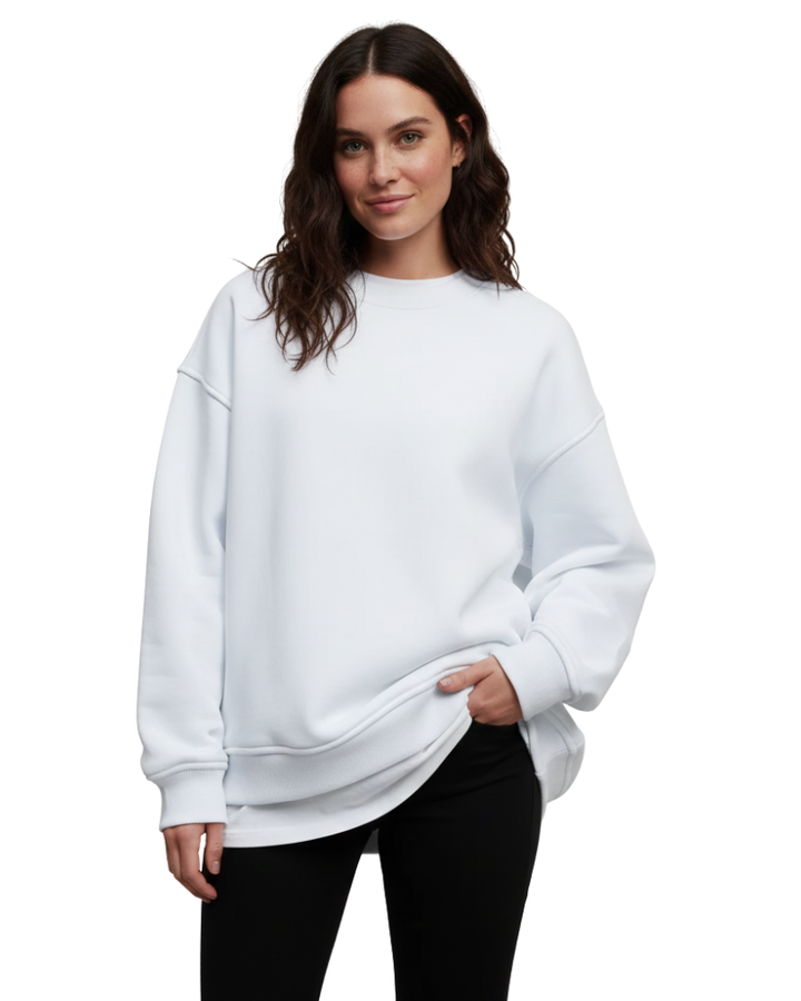 Women's Oversized Crewneck Sweatshirt with Ribbed Details