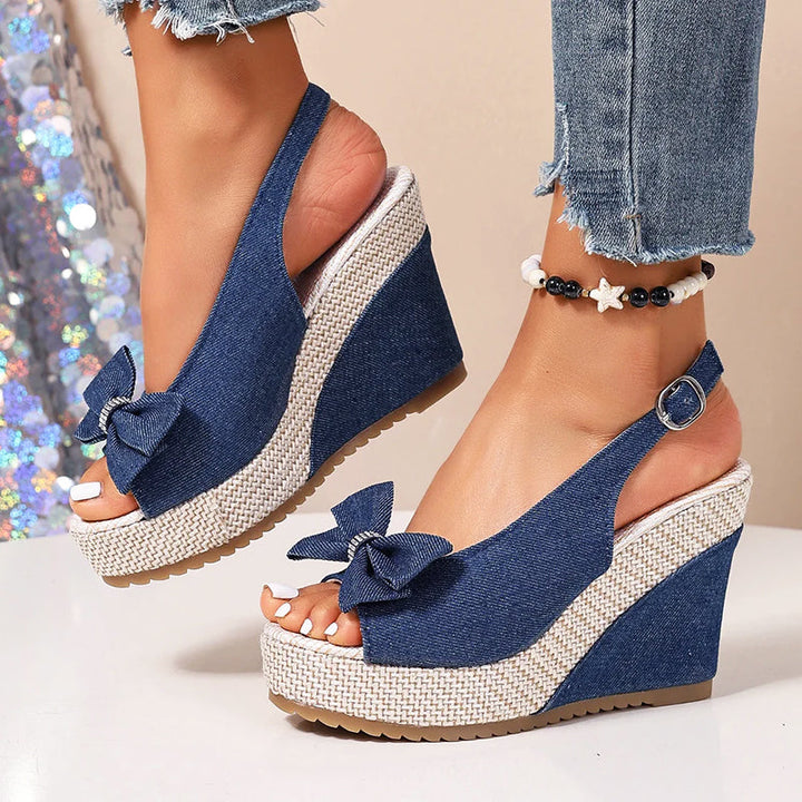 Talia | Women's Denim Wedge Sandals