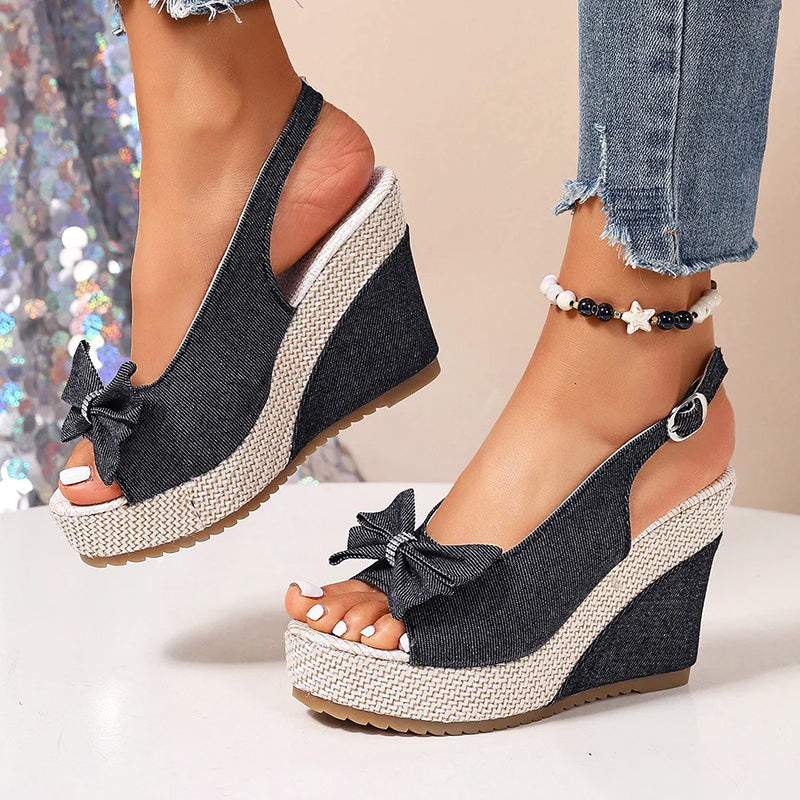 Talia | Women's Denim Wedge Sandals