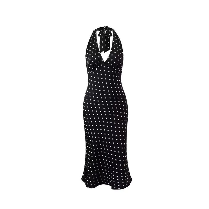Women's Dotted Neckholder Midi Dress for Stylish Summer Looks