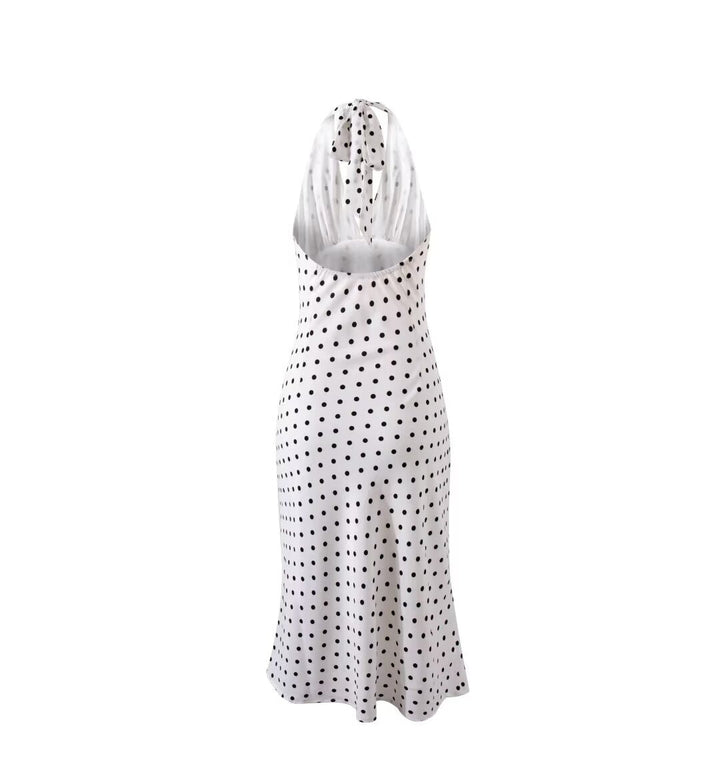 Women's Dotted Neckholder Midi Dress for Stylish Summer Looks