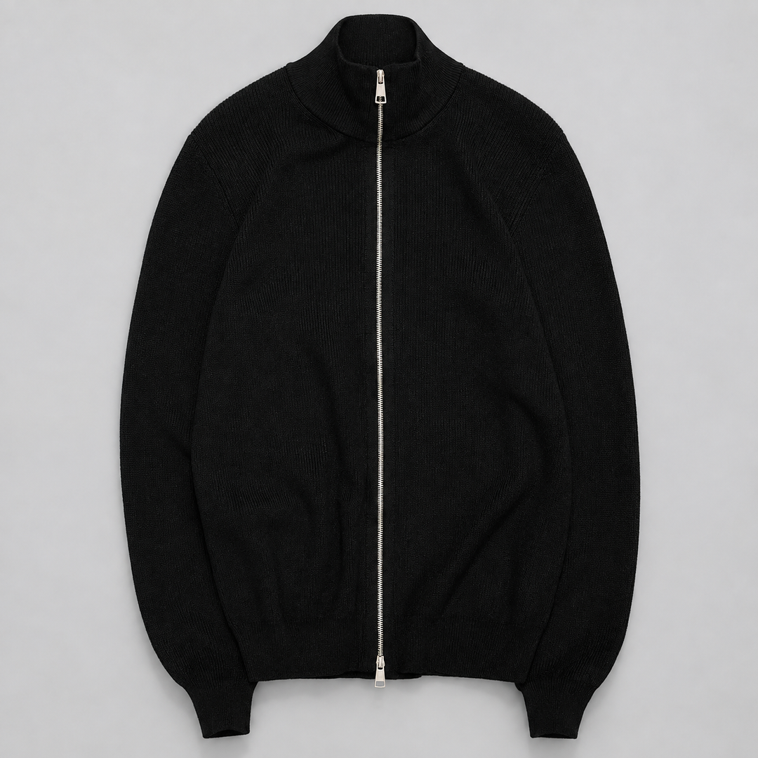 Men's Stand Collar Zip-Up Cardigan