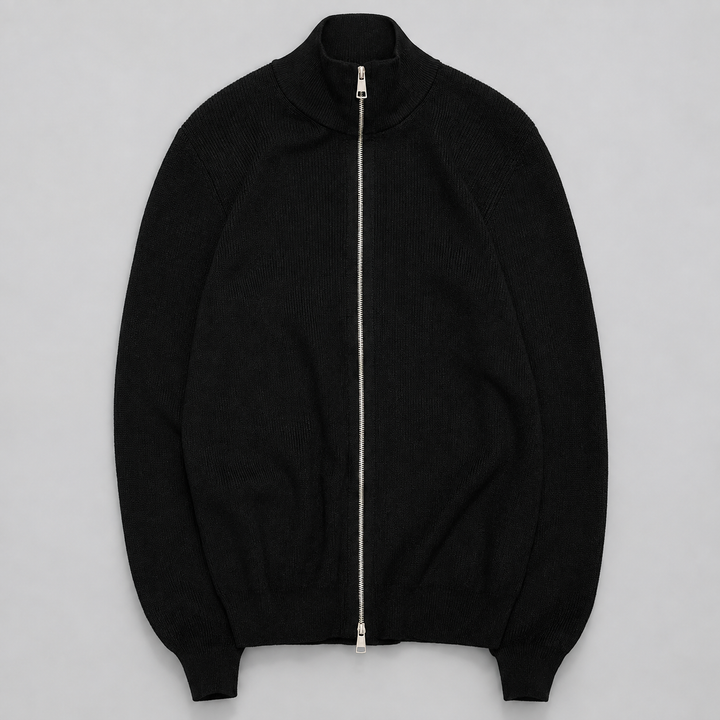 Men's Stand Collar Zip-Up Cardigan