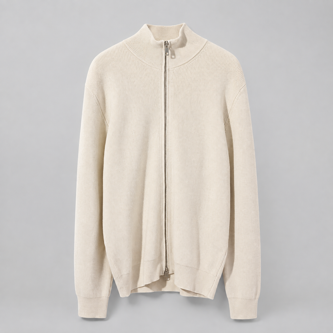 Men's Stand Collar Zip-Up Cardigan