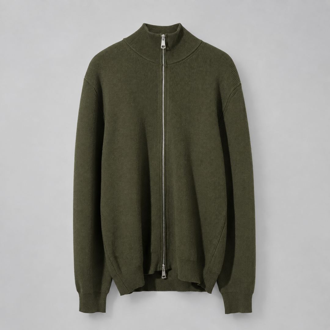 Men's Stand Collar Zip-Up Cardigan