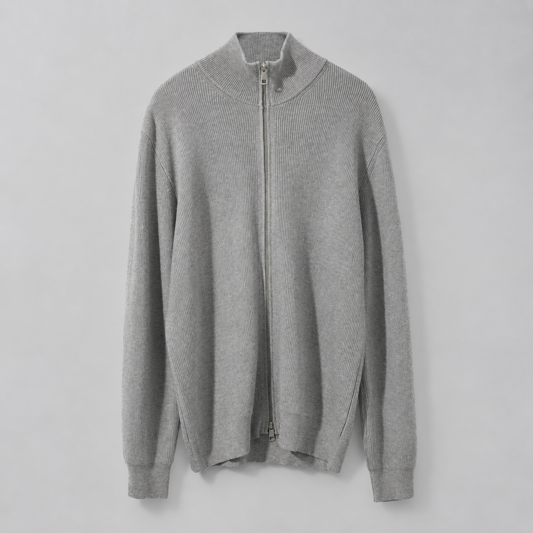 Men's Stand Collar Zip-Up Cardigan