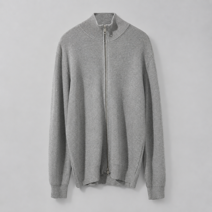 Men's Stand Collar Zip-Up Cardigan