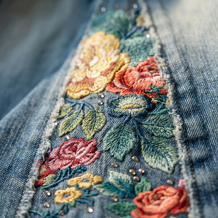 Janie | Women's Flared Jeans with Floral Print