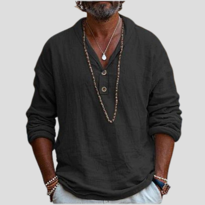 Men's Casual Long-Sleeve Linen Shirt – Stylish and Versatile Design