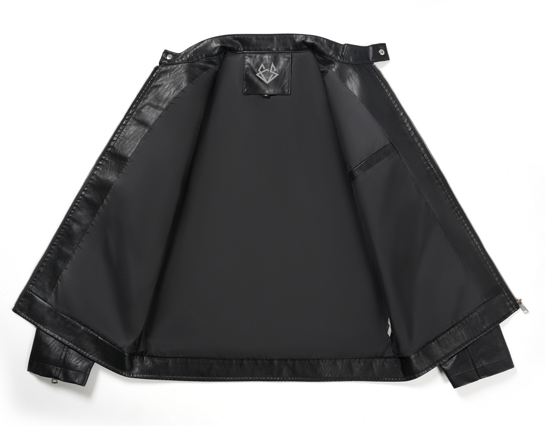 Men's Classic Black Leather Biker Jacket