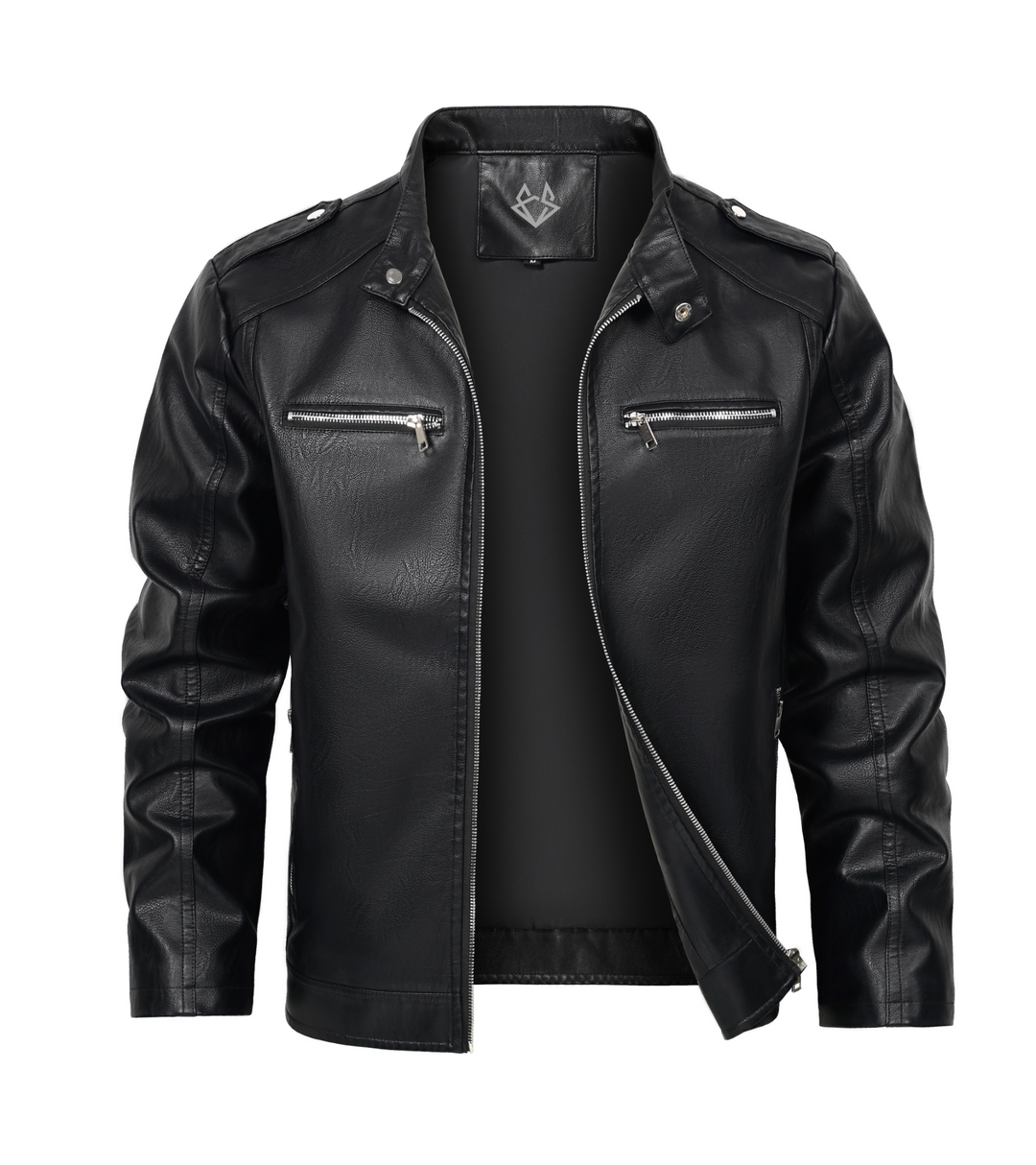 Men's Classic Black Leather Biker Jacket