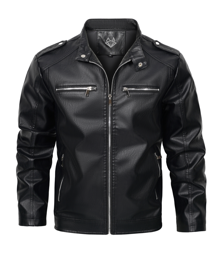 Men's Classic Black Leather Biker Jacket