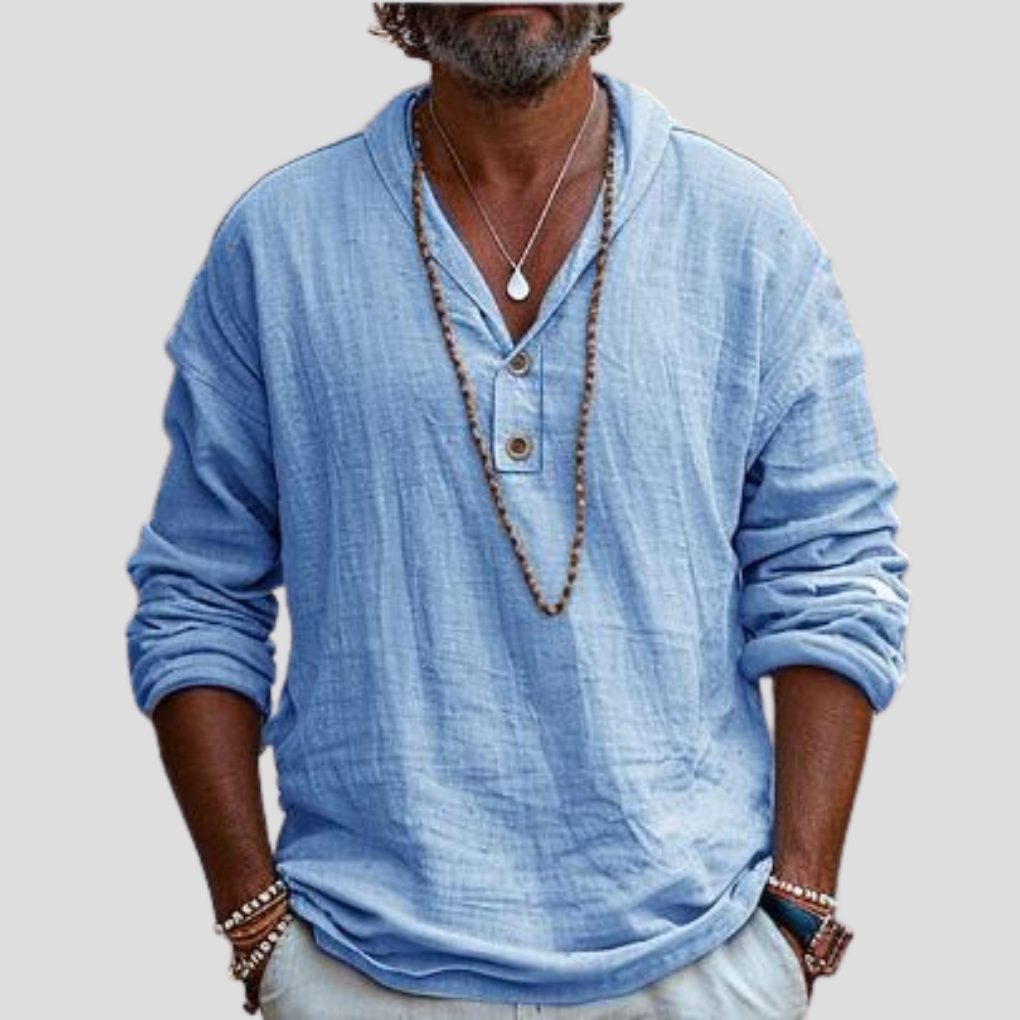 Men's Casual Long-Sleeve Linen Shirt – Stylish and Versatile Design