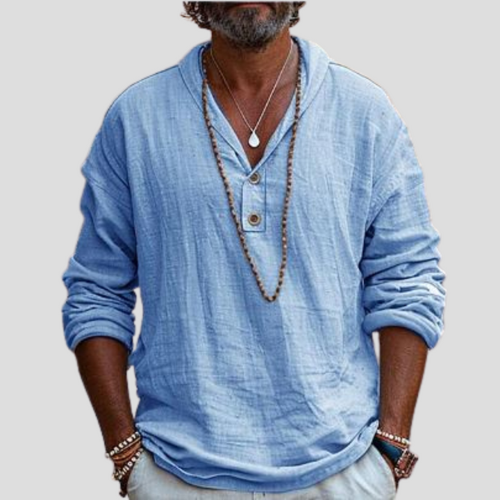Men's Casual Long-Sleeve Linen Shirt – Stylish and Versatile Design