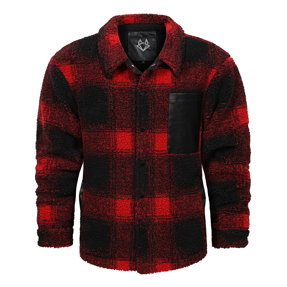 Men's Vintage Red Plaid Sherpa Jacket