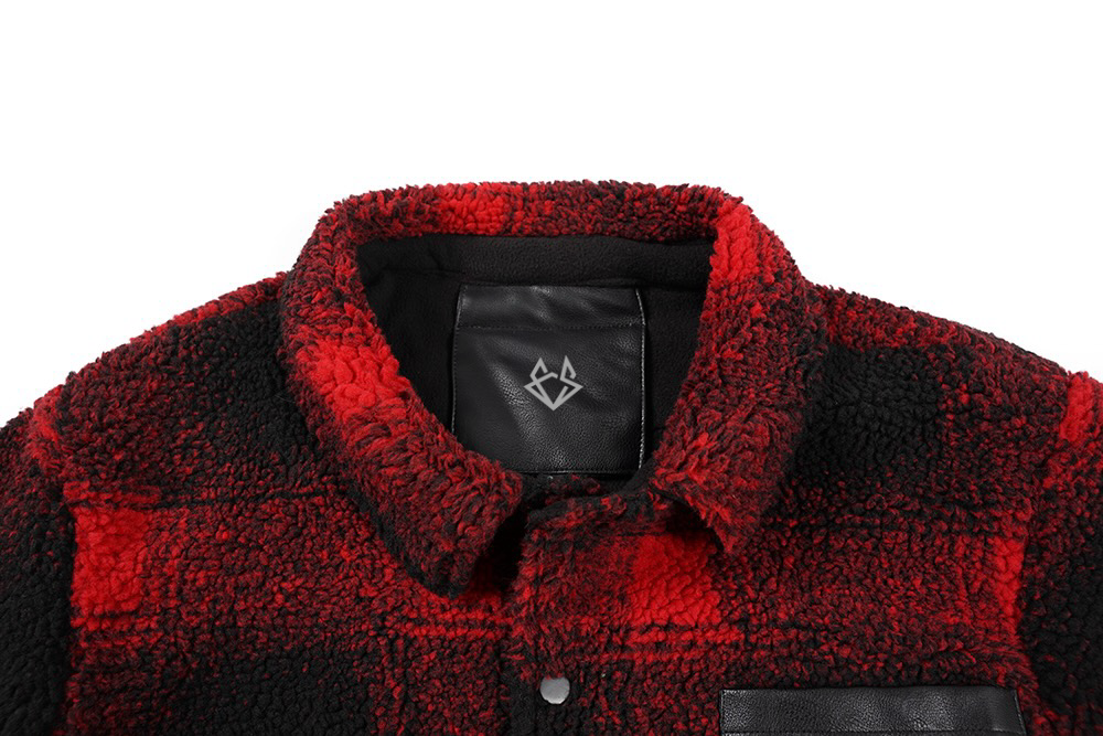 Men's Vintage Red Plaid Sherpa Jacket