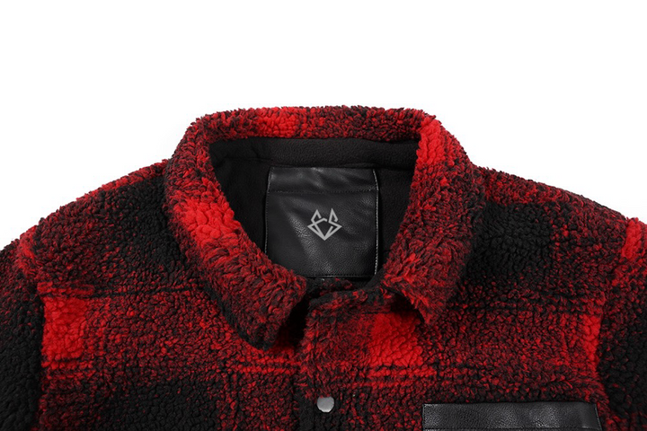 Men's Vintage Red Plaid Sherpa Jacket
