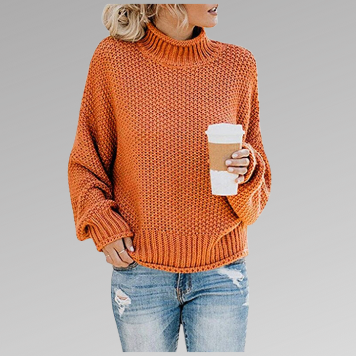 Women's Elegant High Neck Warm Knit Sweater