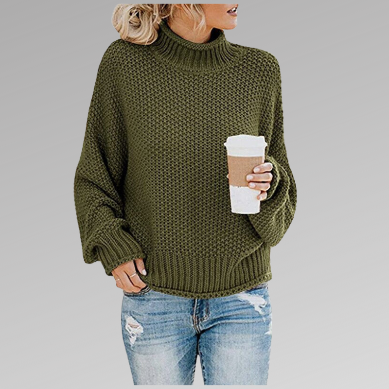 Women's Elegant High Neck Warm Knit Sweater