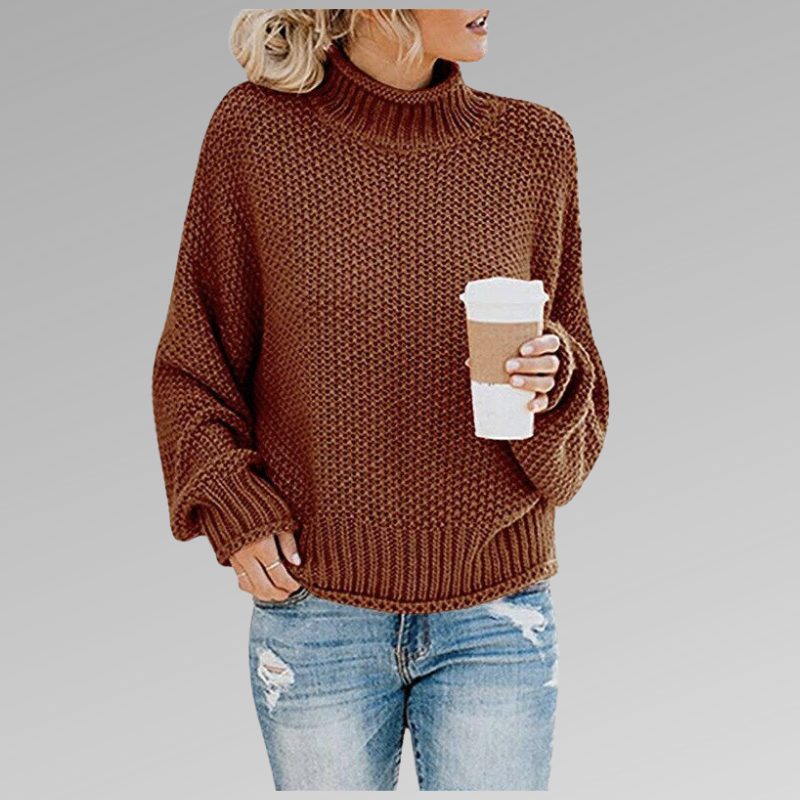 Women's Elegant High Neck Warm Knit Sweater