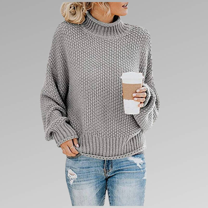 Women's Elegant High Neck Warm Knit Sweater