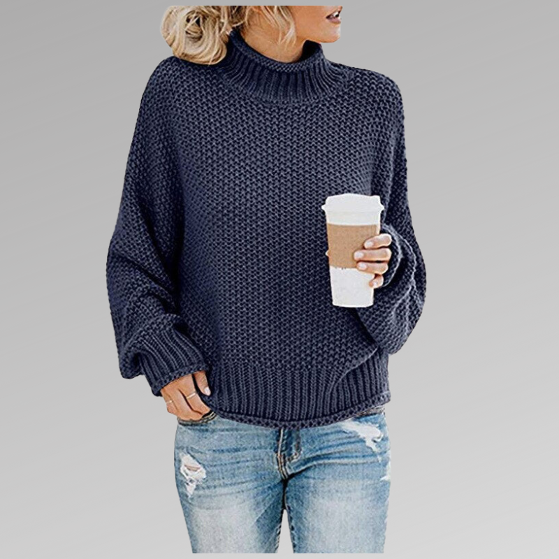 Women's Elegant High Neck Warm Knit Sweater