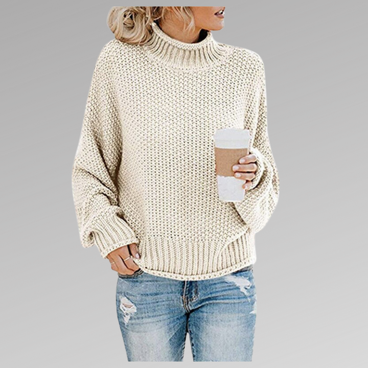 Women's Elegant High Neck Warm Knit Sweater
