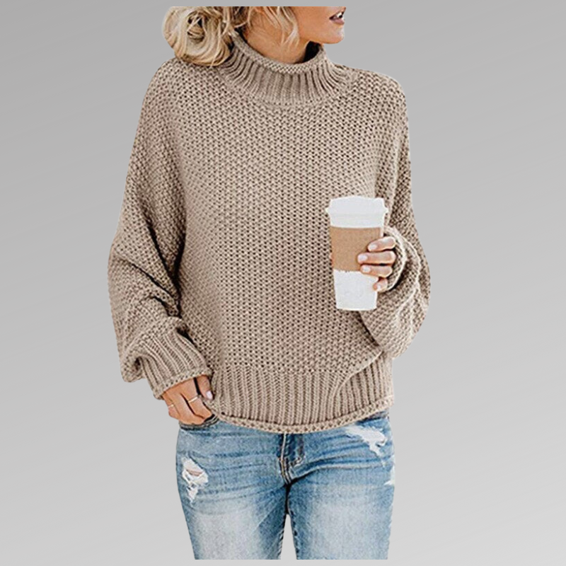 Women's Elegant High Neck Warm Knit Sweater
