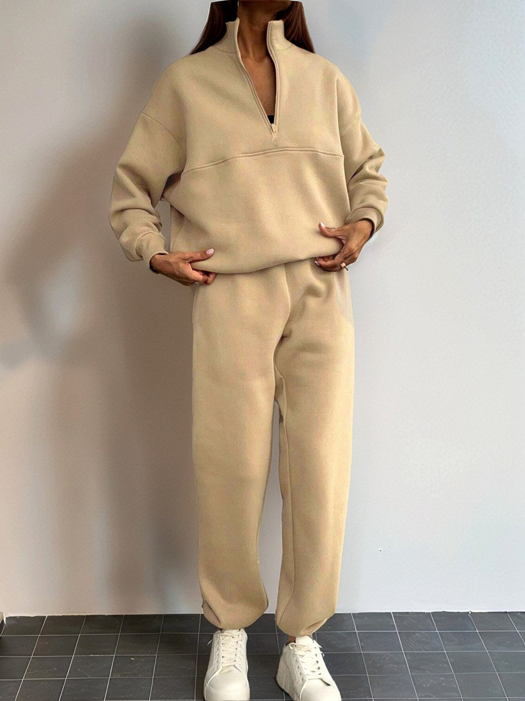 Women's Half-Zip Pullover and Jogger Pants Set
