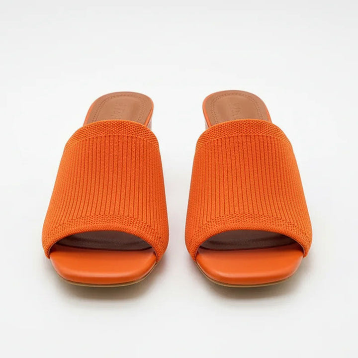 Veronica | Women's Modern Ribbed Knit Slip-On Heels