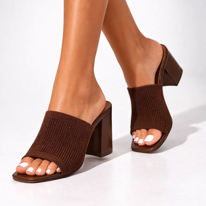 Veronica | Women's Modern Ribbed Knit Slip-On Heels