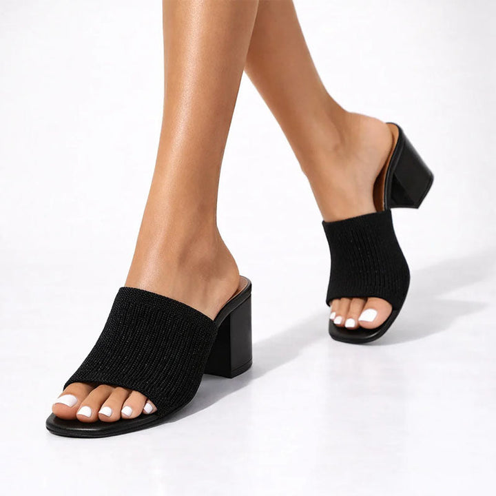 Veronica | Women's Modern Ribbed Knit Slip-On Heels