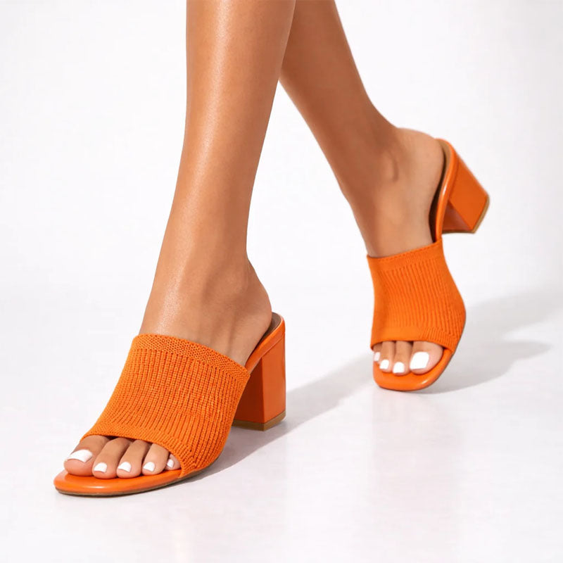 Veronica | Women's Modern Ribbed Knit Slip-On Heels