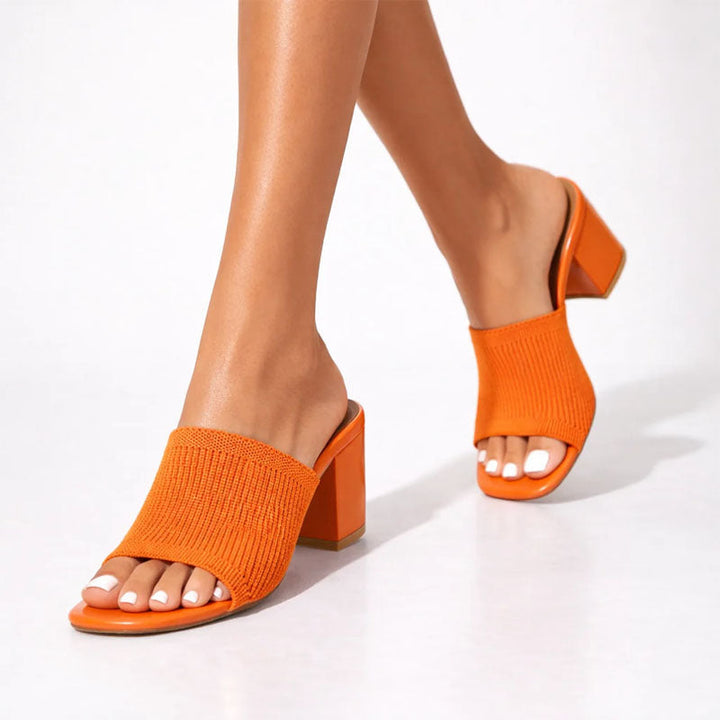 Veronica | Women's Modern Ribbed Knit Slip-On Heels