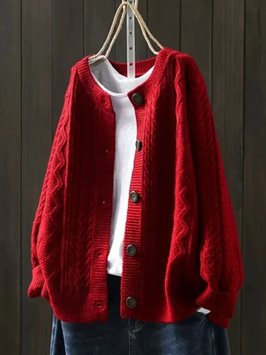 Women's Cozy Oversized Cable-Knit Cardigan