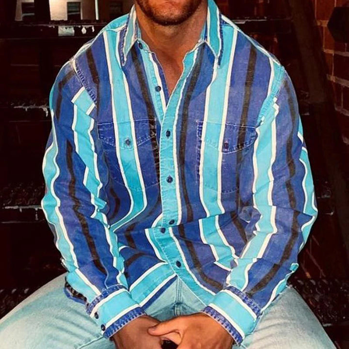 Louis | Men's Vintage Stripe Long-Sleeve Button-Up Shirt