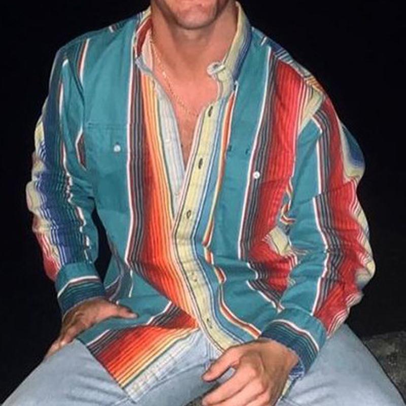 Louis | Men's Vintage Stripe Long-Sleeve Button-Up Shirt
