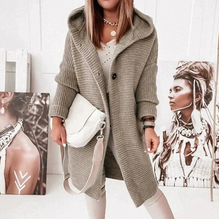Women's Cozy Knit Hooded Cardigan Sweater