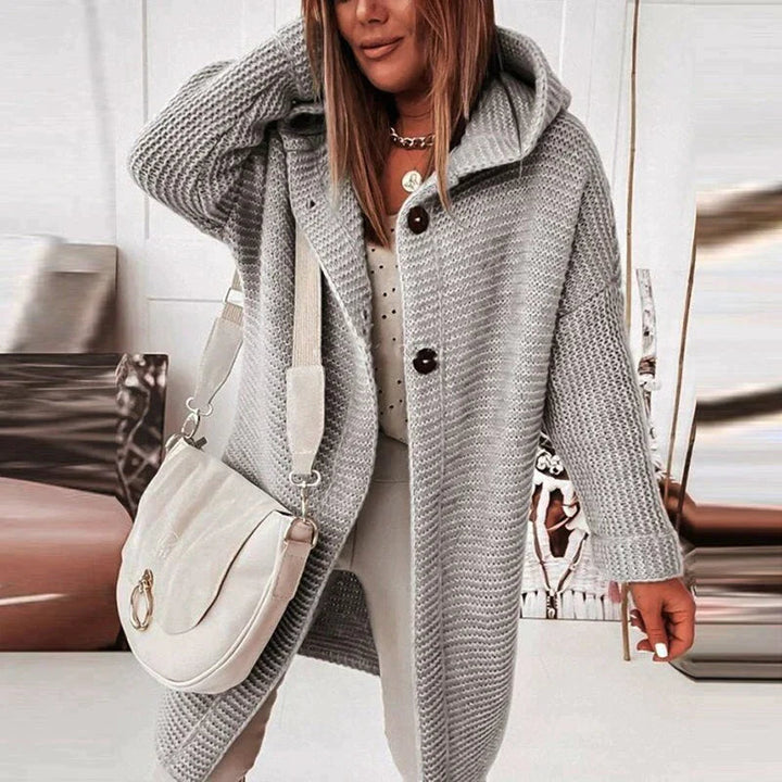 Women's Cozy Knit Hooded Cardigan Sweater