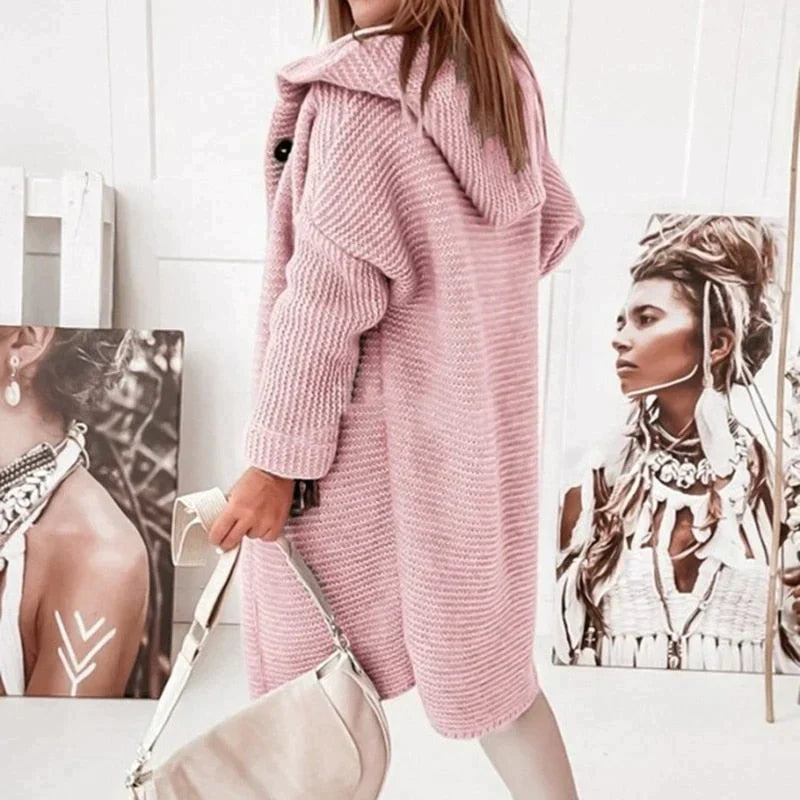 Women's Cozy Knit Hooded Cardigan Sweater