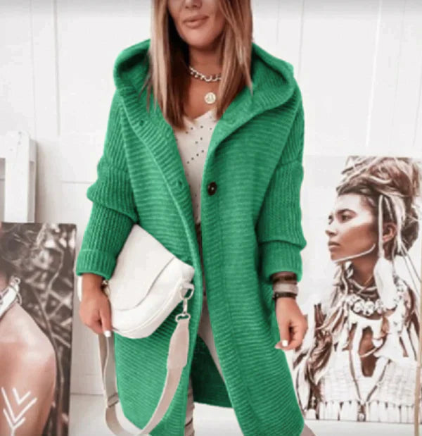 Women's Cozy Knit Hooded Cardigan Sweater