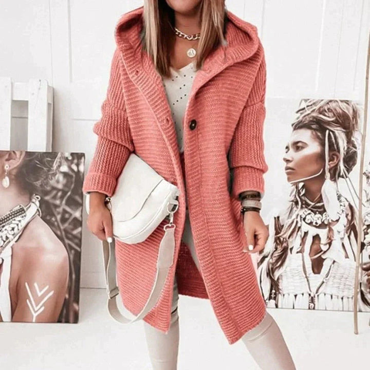 Women's Cozy Knit Hooded Cardigan Sweater