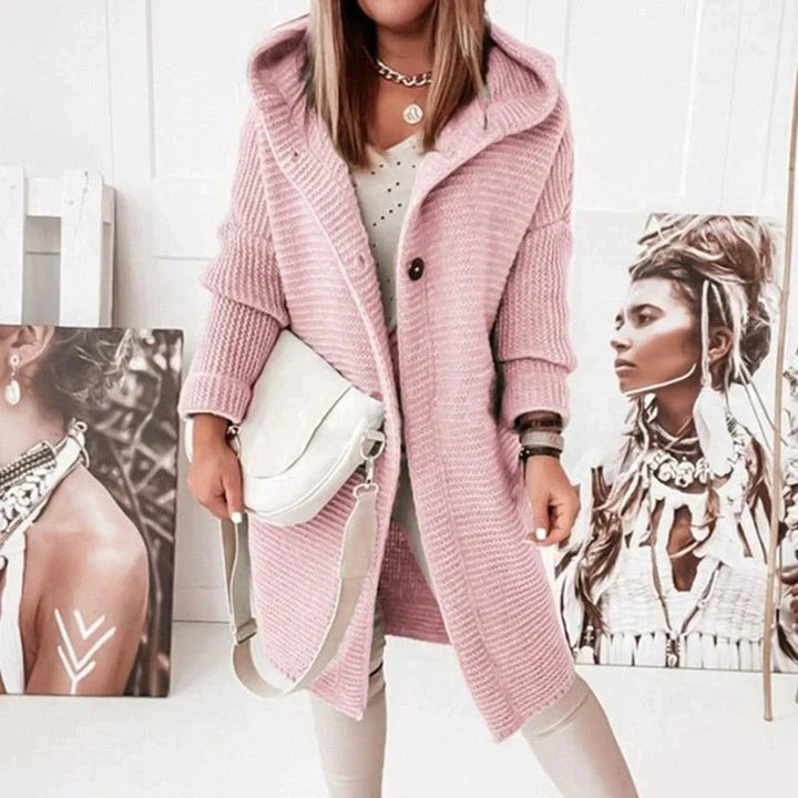Women's Cozy Knit Hooded Cardigan Sweater