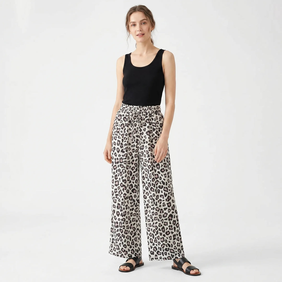 Kendra | Women's Wide-Leg Animal Print Trousers