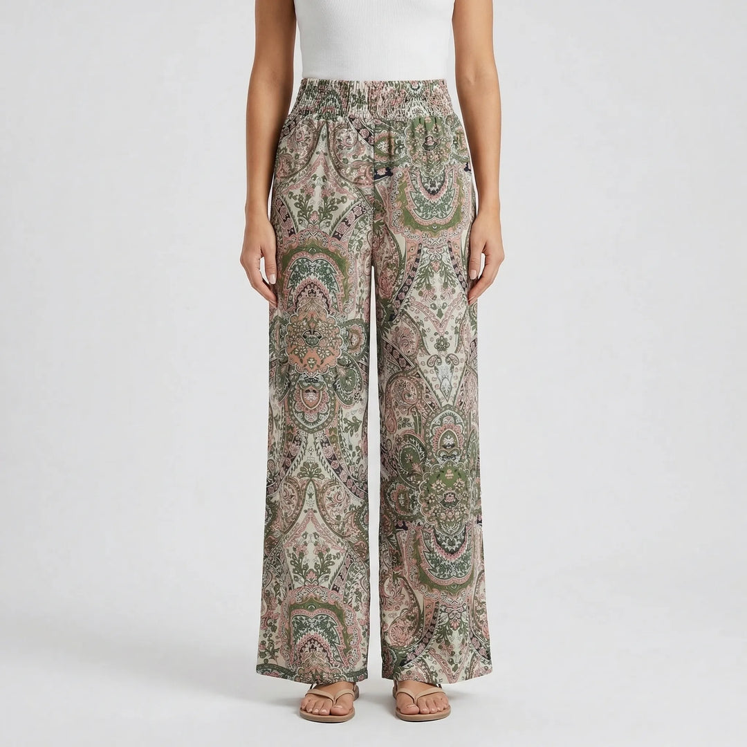 Hannah | Women's Wide-Leg Printed Boho Trousers