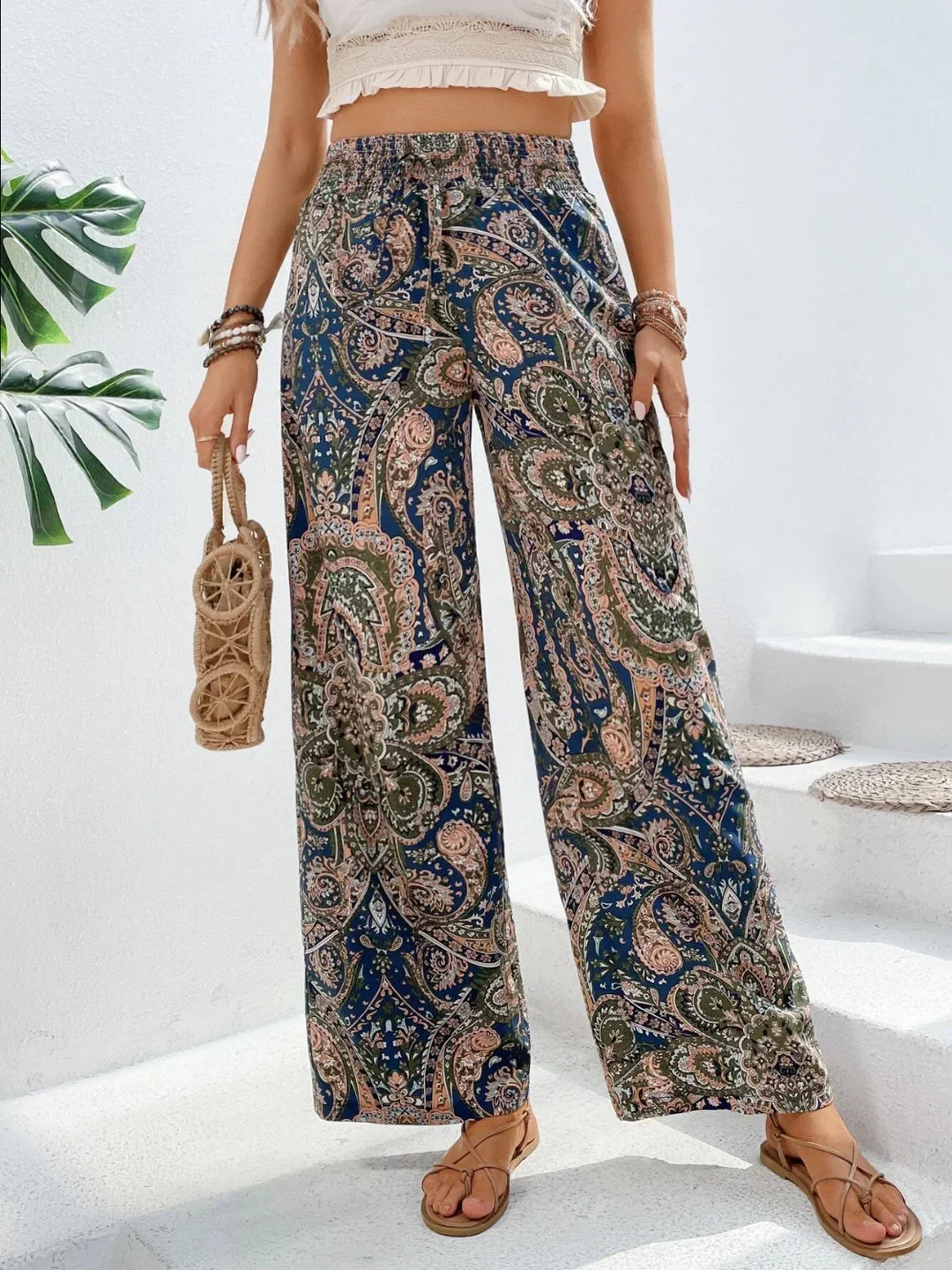 Hannah | Women's Wide-Leg Printed Boho Pants
