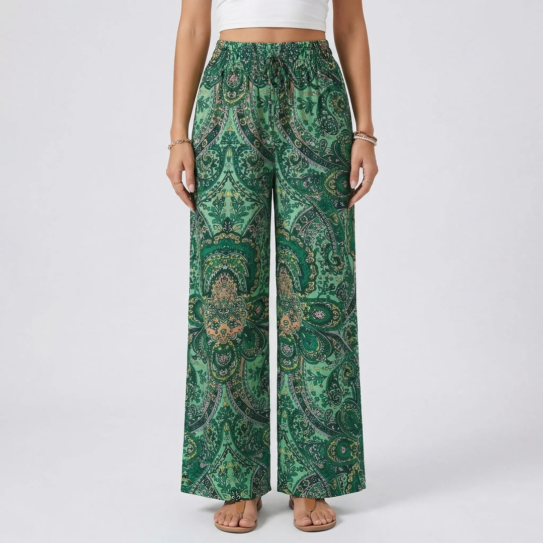 Hannah | Women's Wide-Leg Printed Boho Trousers