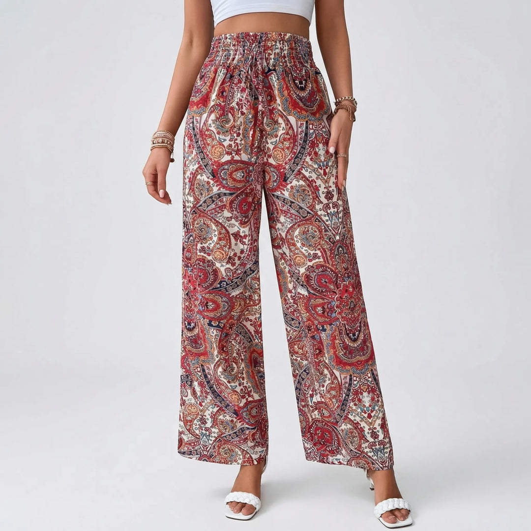 Hannah | Women's Wide-Leg Printed Boho Trousers